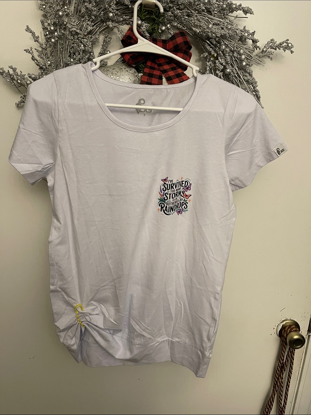 Women's White Graphic Tee - 'I Survived the Storms'